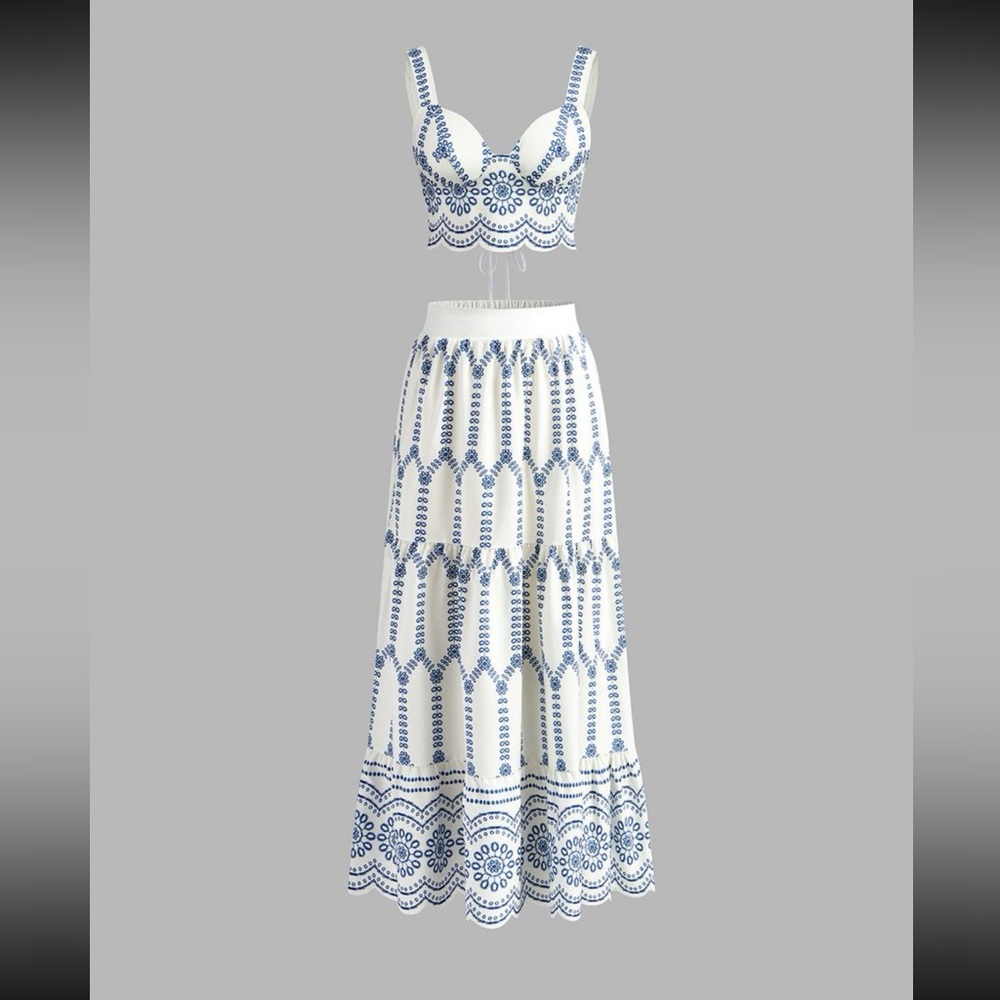 Commense Tie Back Top and skirt set